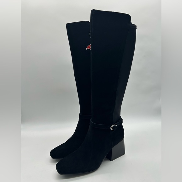 Blondo Twyla Waterproof Tall Boots Black Suede Size 9M Block Heel New In Box - Picture 6 of 13
